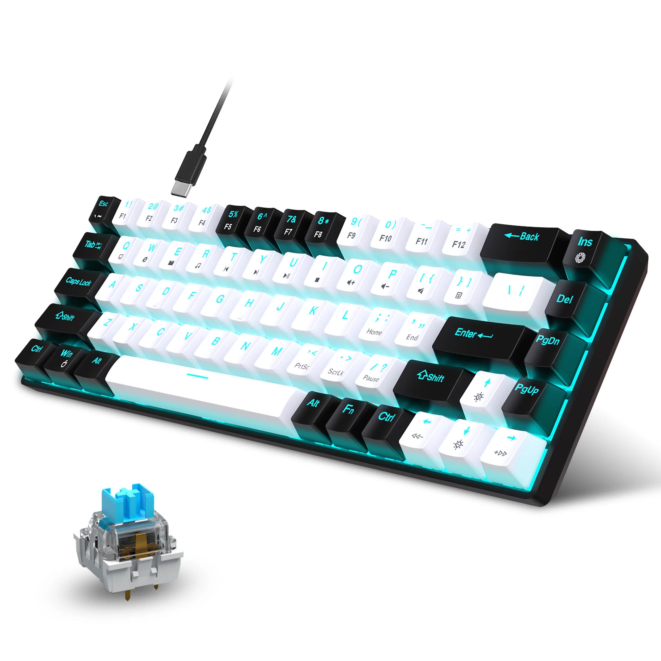 Teclado Mecânico HXSJ V800 - 68 Teclas, Switches Hot-Swap e Retroiluminação Teclado Mecânico HXSJ V800 - 68 Teclas, Switches Hot-Swap e Retroiluminação